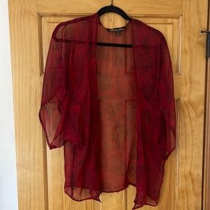 Red silk floral Winter Kate kimono bed jacket